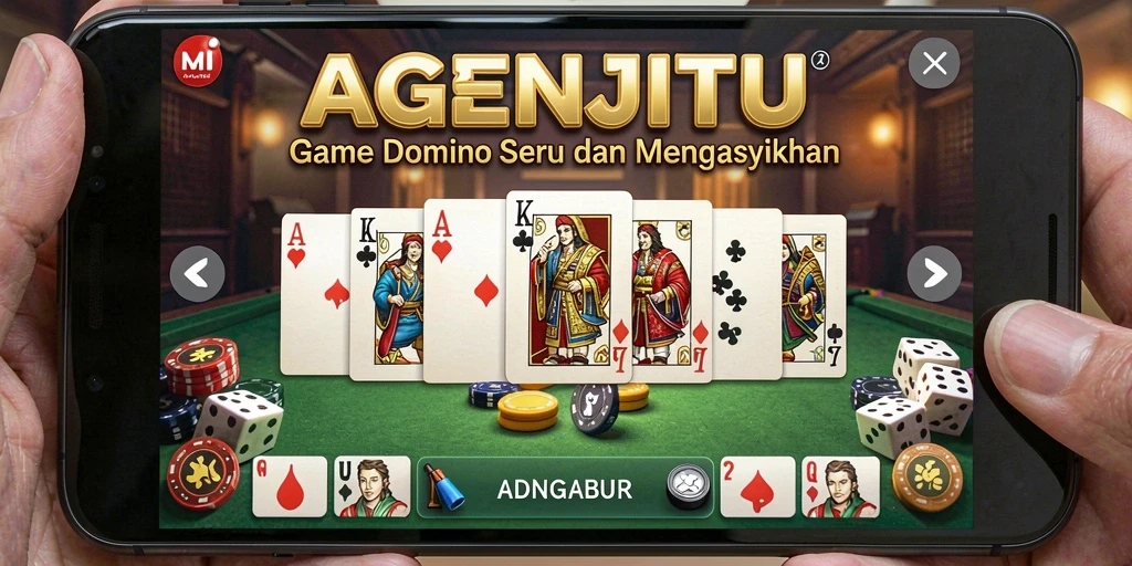 Tampilan gameplay seru di AGENJITU dengan domino yang menarik.