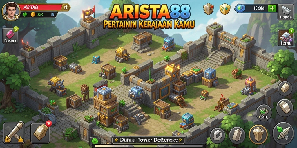 Tampilan gameplay seru dalam ARISTA88 Tower Defense.