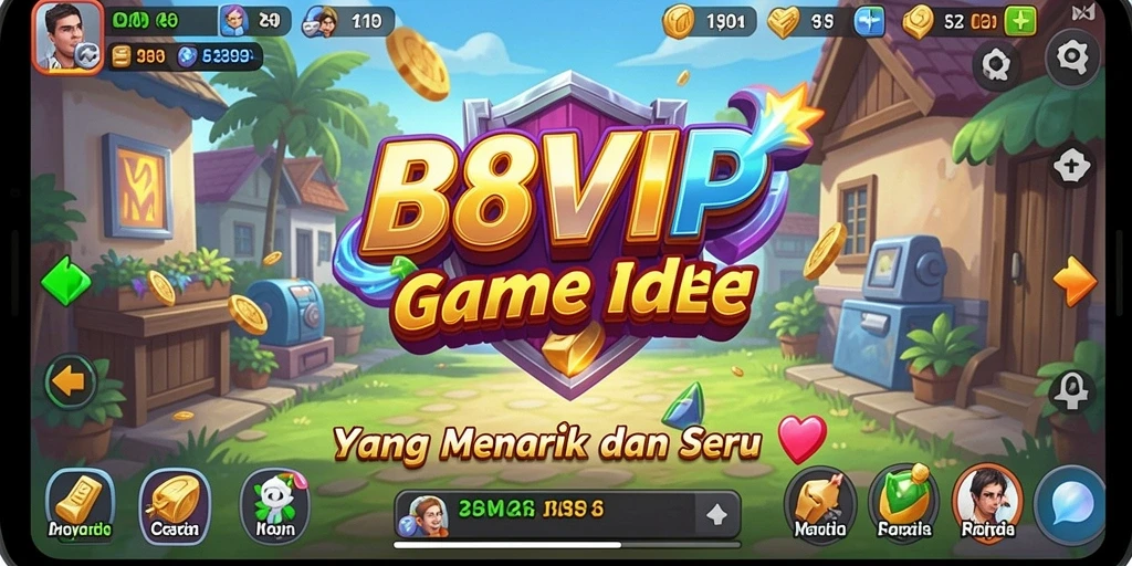 Tampilan gameplay B8VIP yang seru dengan karakter unik dan animasi menarik.