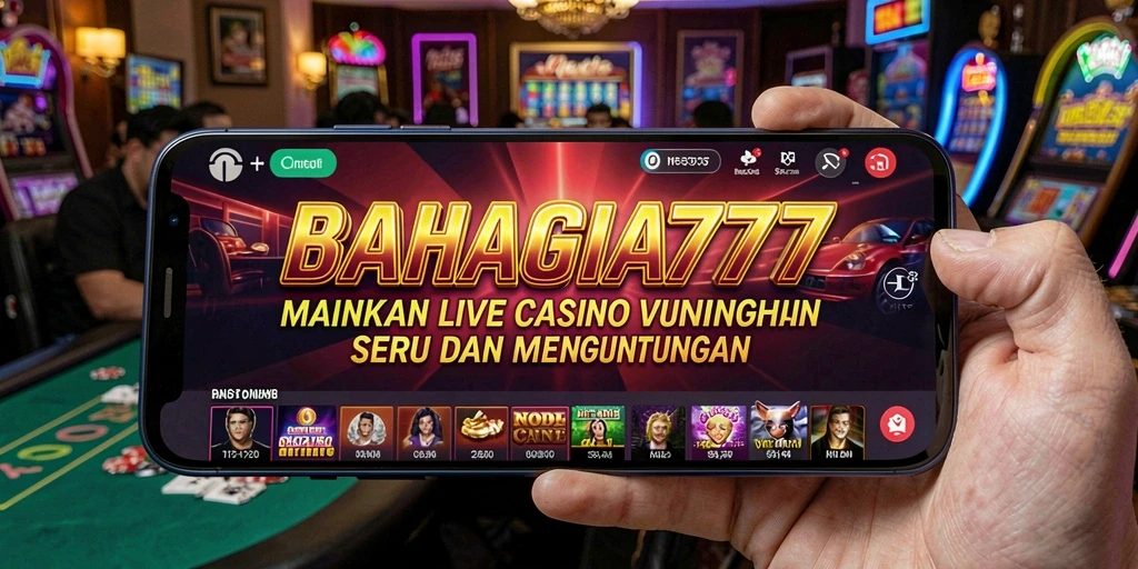 Tampilan gameplay BAHAGIA777 dalam suasana Live Casino yang menyerupai kasino nyata.