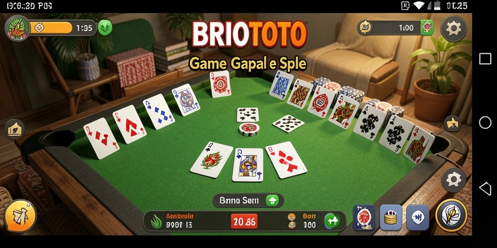 Tampilan gameplay seru BRIOTOTO dengan kartu Gaple.