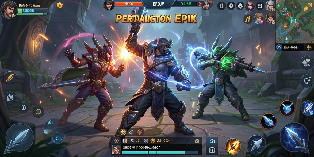 Tampilan aksi seru di BROJP, game MOBA yang menantang.