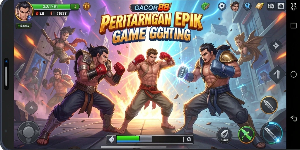 Tampilan gameplay GACOR88 yang mendebarkan dalam pertarungan Fighting.