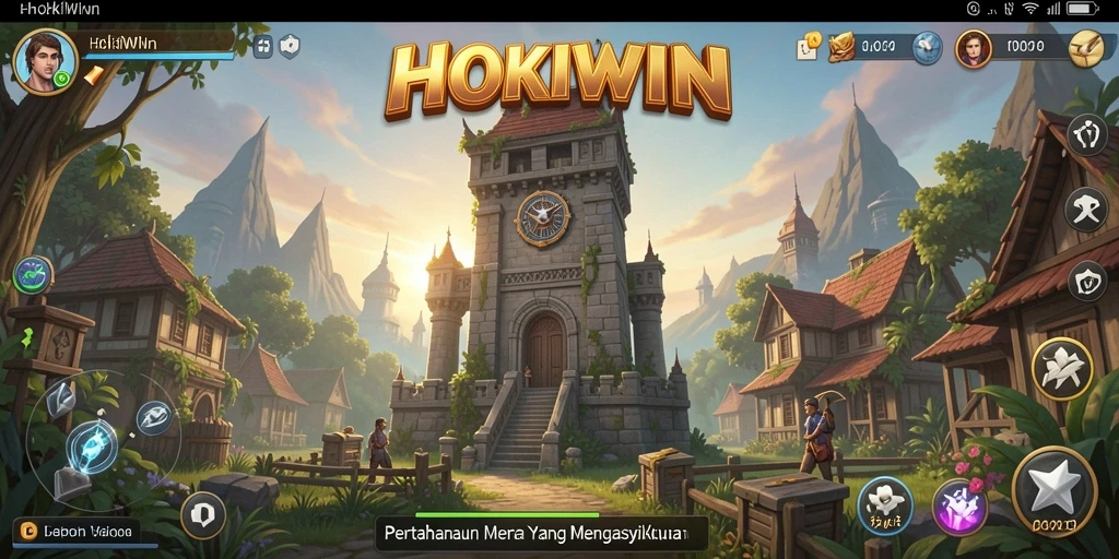 Tampilan gameplay menara pertahanan yang menegangkan dari HOKIWIN.