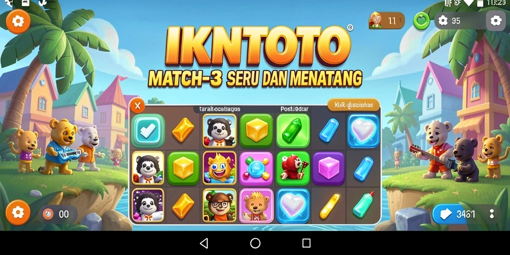 Tampilan menarik dari gameplay IKNTOTO dengan elemen Match-3 yang seru.
