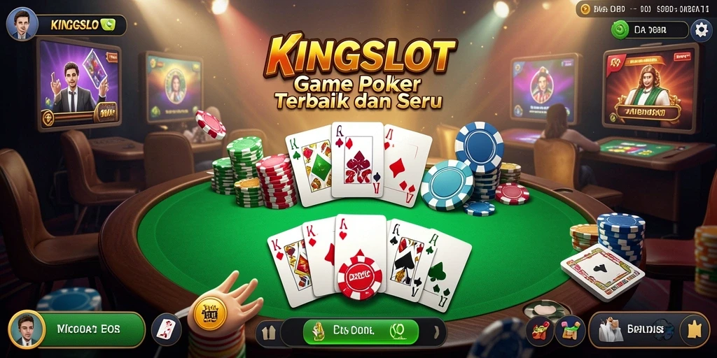 Gameplay seru KINGSLOT dengan suasana permainan poker yang mendebarkan.