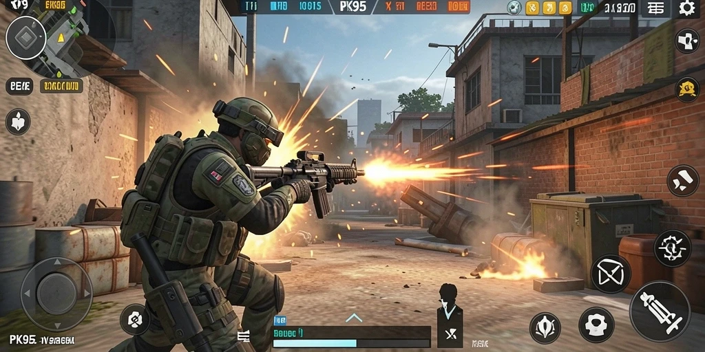 Tampilan menarik dari gameplay PK95 dengan aksi tembak-menembak yang intens.