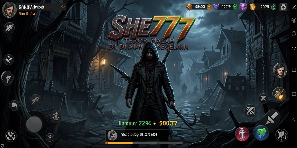 Screenshot gameplay SHE777 menampilkan suasana menyeramkan yang mencekam.