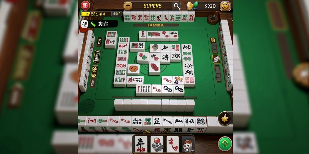 Tampilan gameplay SUPER5 yang menampilkan keseruan permainan Mahjong.
