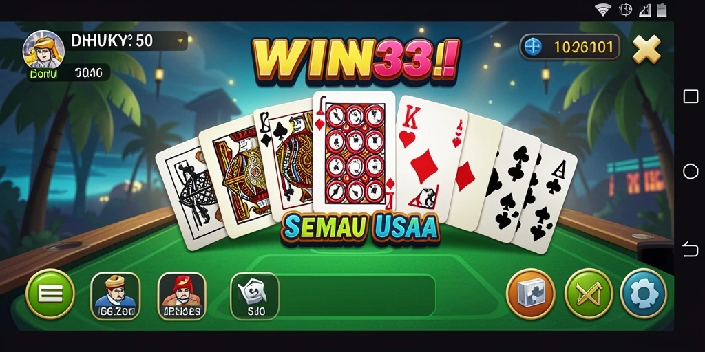 Tampilan gameplay seru dari WIN33 yang menampilkan permainan Domino.
